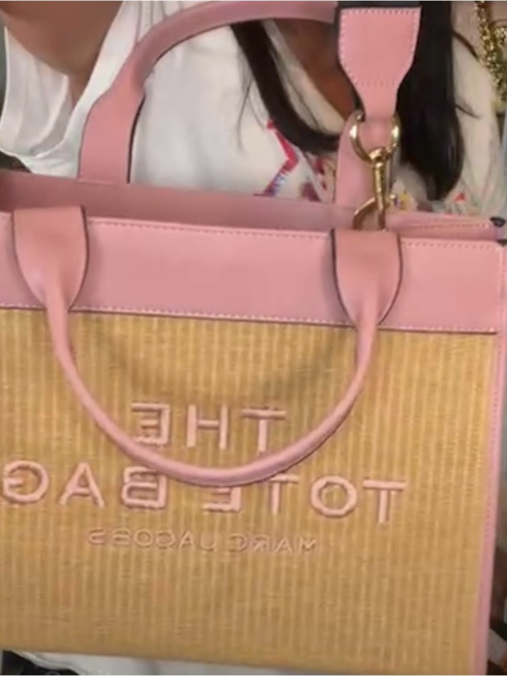 Pink Trim Straw-Panel, Black or Orange Tote